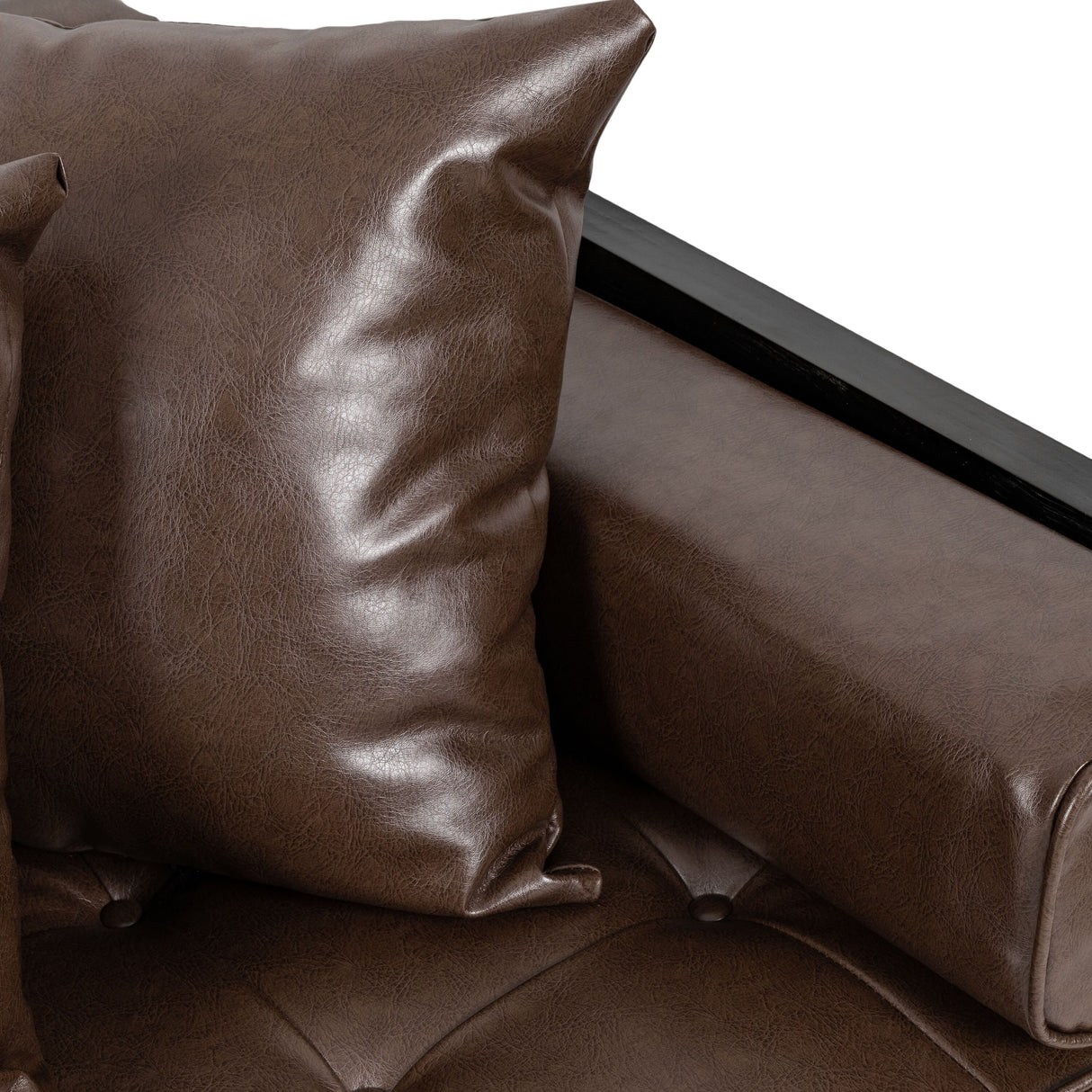 Gilmans Faux Leather Upholstered Oversized Loveseat with Accent Pillows by Christopher Knight Home