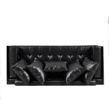 Gilmans Faux Leather Upholstered Oversized Loveseat with Accent Pillows by Christopher Knight Home