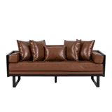 Gilmans Faux Leather Upholstered Oversized Loveseat with Accent Pillows by Christopher Knight Home