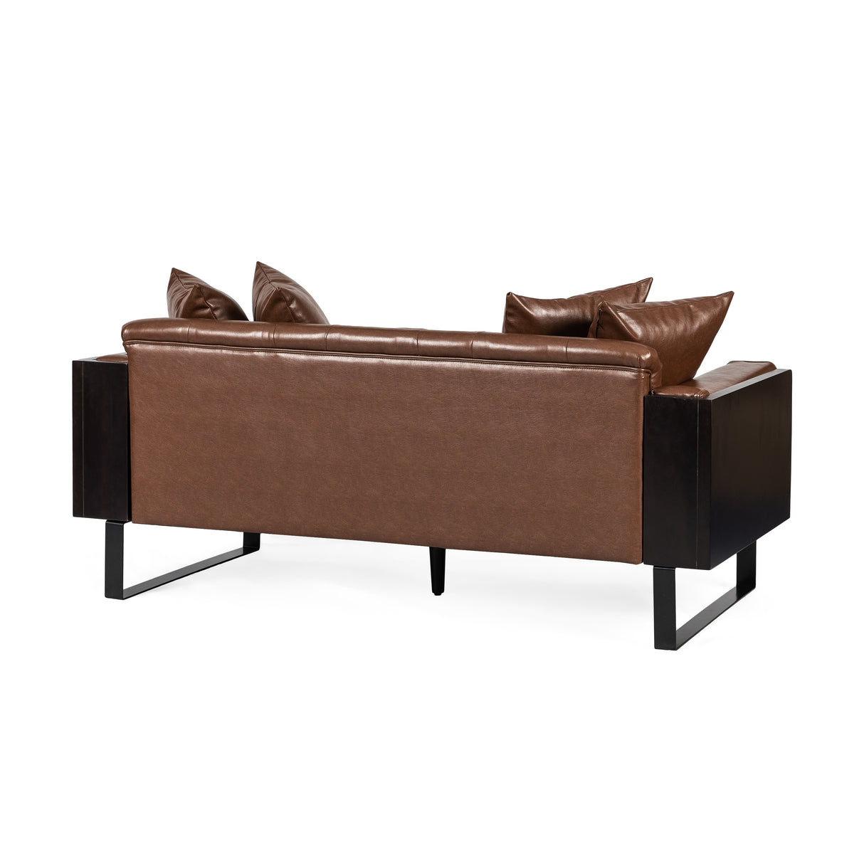 Gilmans Faux Leather Upholstered Oversized Loveseat with Accent Pillows by Christopher Knight Home