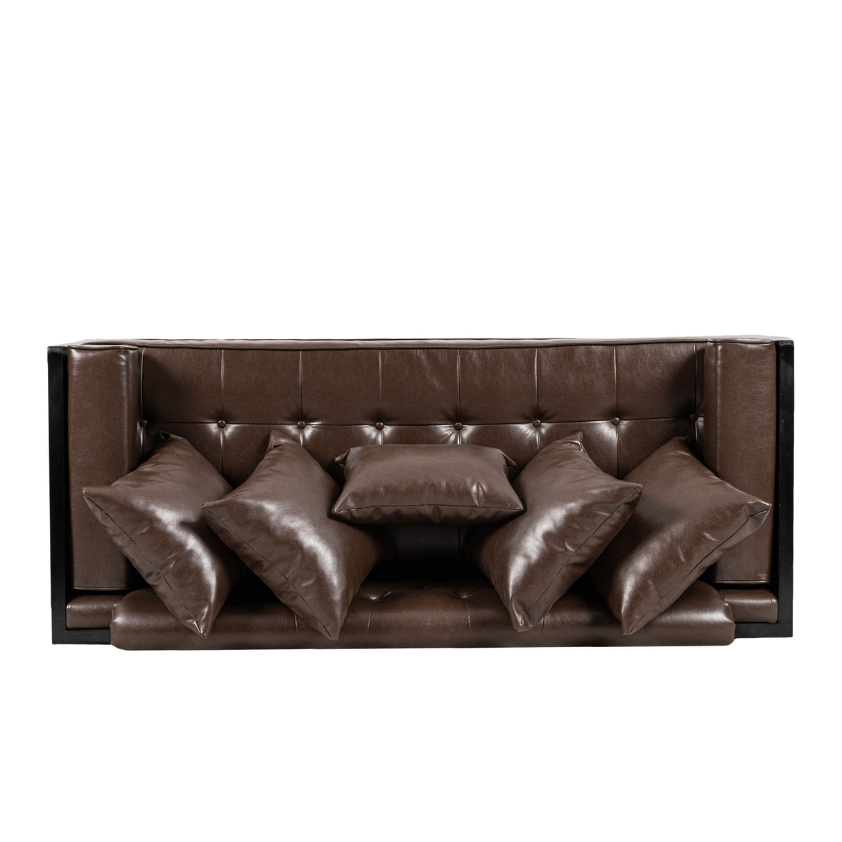 Gilmans Faux Leather Upholstered Oversized Loveseat with Accent Pillows by Christopher Knight Home