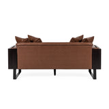 Gilmans Faux Leather Upholstered Oversized Loveseat with Accent Pillows by Christopher Knight Home