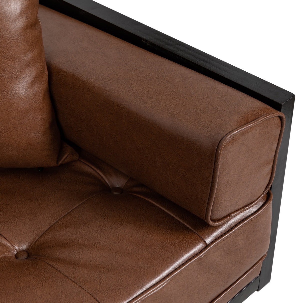 Gilmans Faux Leather Upholstered Oversized Loveseat with Accent Pillows by Christopher Knight Home