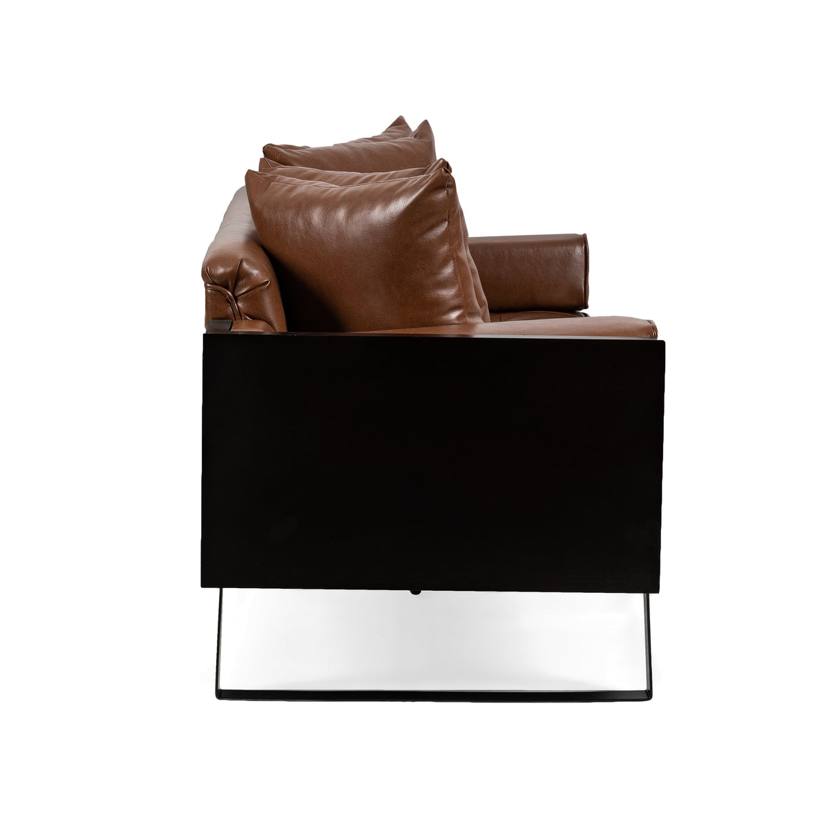 Gilmans Faux Leather Upholstered Oversized Loveseat with Accent Pillows by Christopher Knight Home