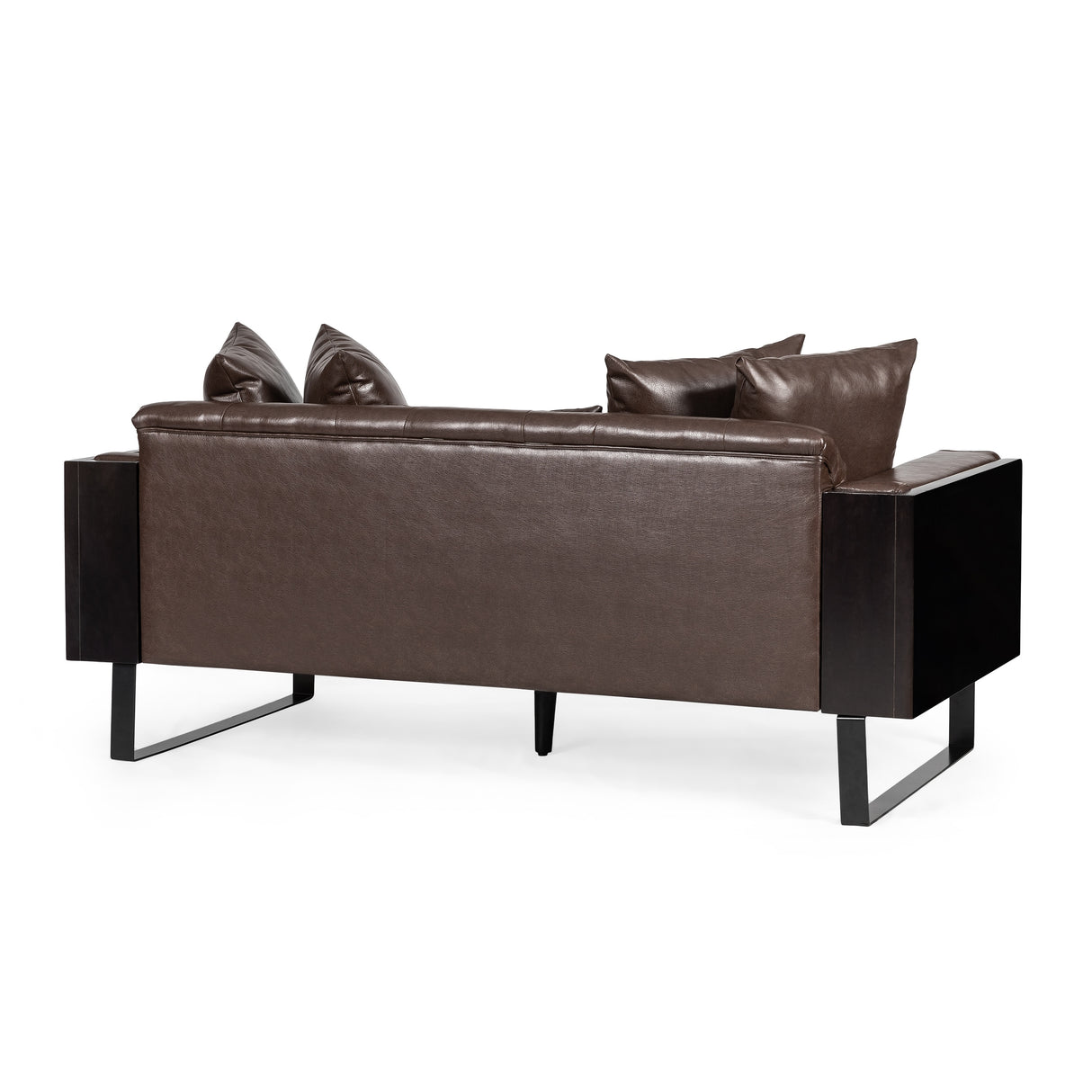 Gilmans Faux Leather Upholstered Oversized Loveseat with Accent Pillows by Christopher Knight Home