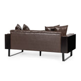 Gilmans Faux Leather Upholstered Oversized Loveseat with Accent Pillows by Christopher Knight Home