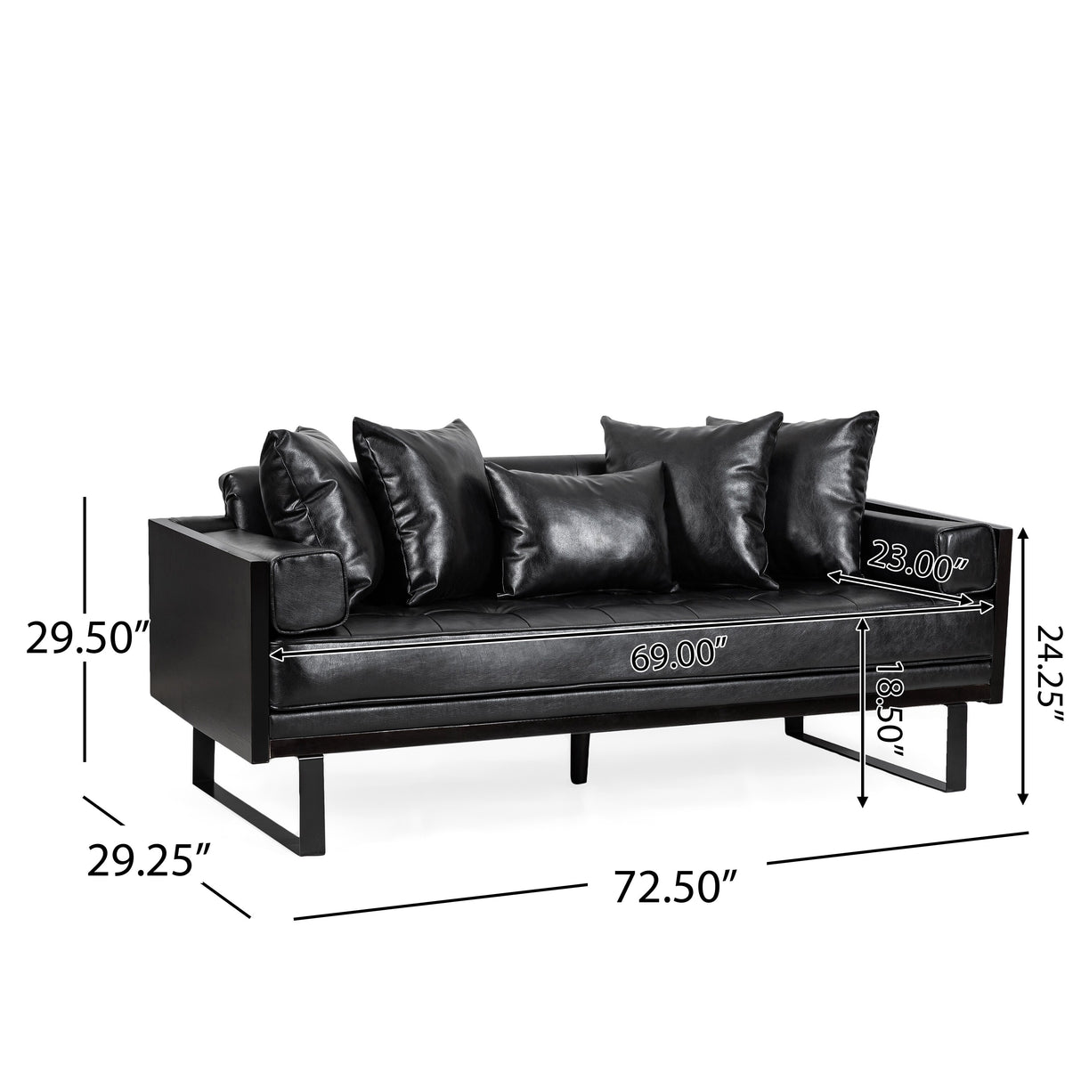 Gilmans Faux Leather Upholstered Oversized Loveseat with Accent Pillows by Christopher Knight Home