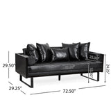Gilmans Faux Leather Upholstered Oversized Loveseat with Accent Pillows by Christopher Knight Home
