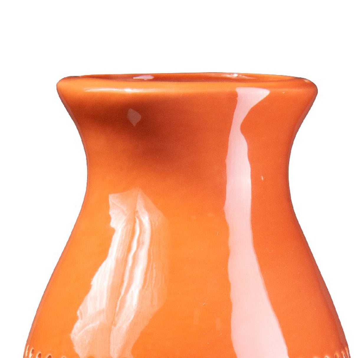 Gina 14 Inch Tall Ceramic Vase with Southwestern Design, Orange
