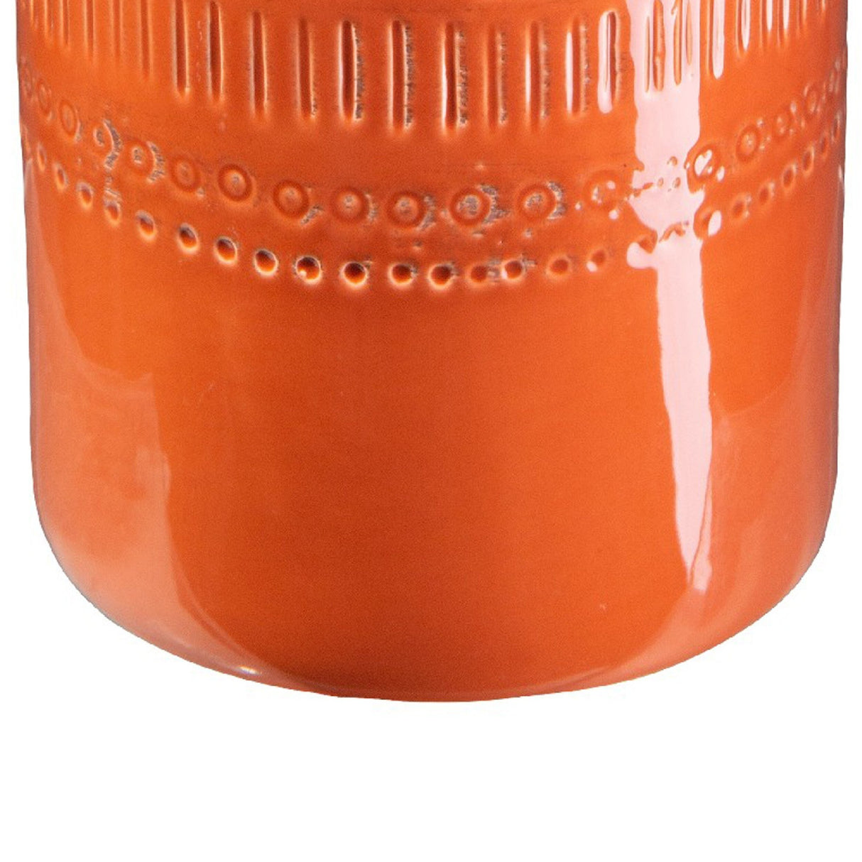 Gina 14 Inch Tall Ceramic Vase with Southwestern Design, Orange