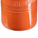 Gina 14 Inch Tall Ceramic Vase with Southwestern Design, Orange