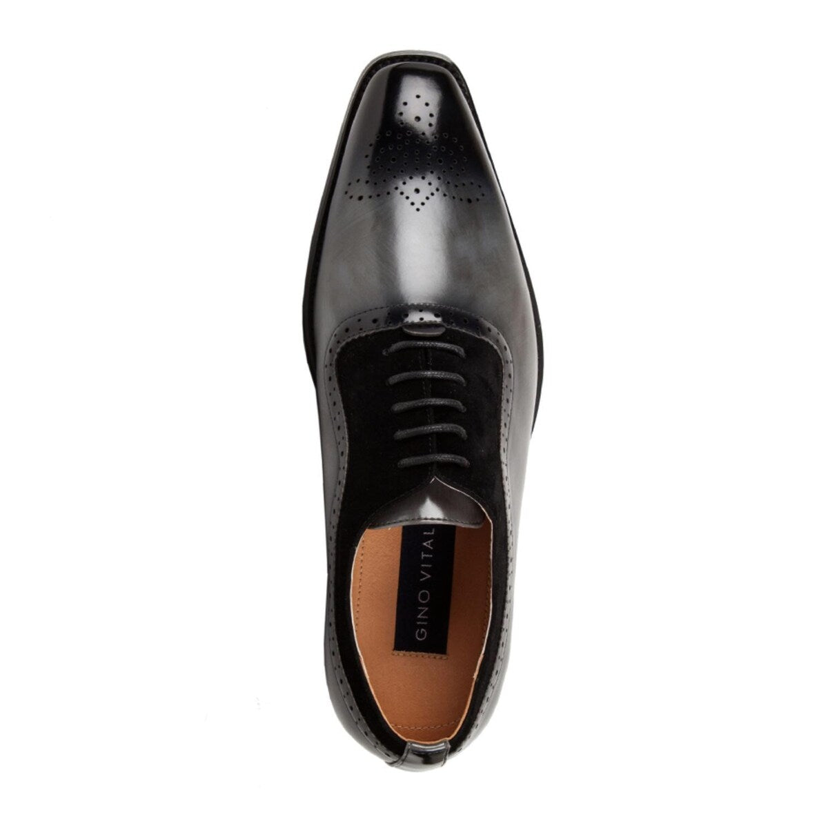 Gino Vitale Men's Lace Up Medallion Toe Dress Shoes