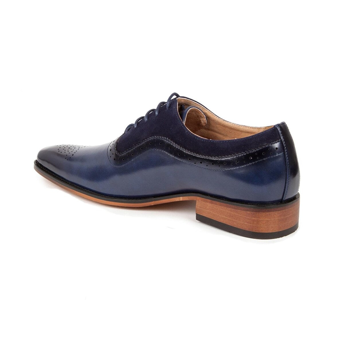 Gino Vitale Men's Lace Up Medallion Toe Dress Shoes