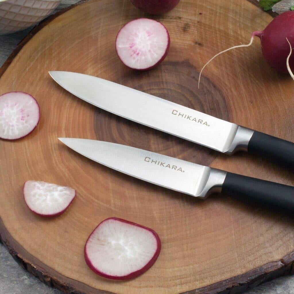 Ginsu Chikara Series Forged 19-Piece 420J Stainless Steel Knife Set, Bamboo Block