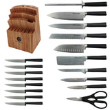 Ginsu Chikara Series Forged 19-Piece 420J Stainless Steel Knife Set, Bamboo Block