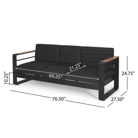 Giovanna Outdoor Aluminum 6 Seater Chat Set with Water Resistant Cushions by Christopher Knight Home