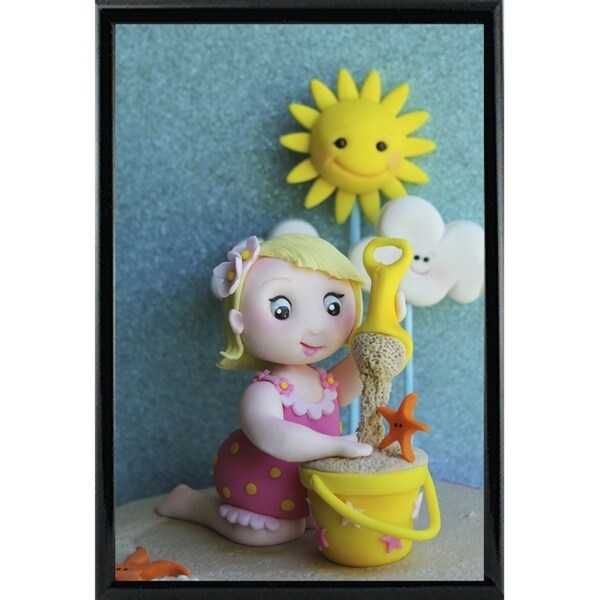 Girl On Beach With Bucket-SUGHIG140794 Print 24"x16" by Sugar High