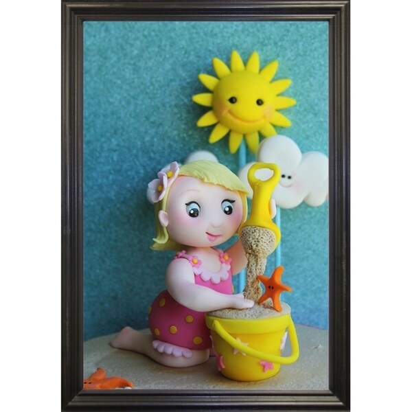 Girl On Beach With Bucket-SUGHIG140794 Print 24"x16" by Sugar High