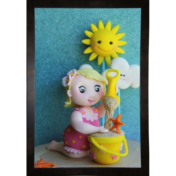 Girl On Beach With Bucket-SUGHIG140794 Print 24"x16" by Sugar High
