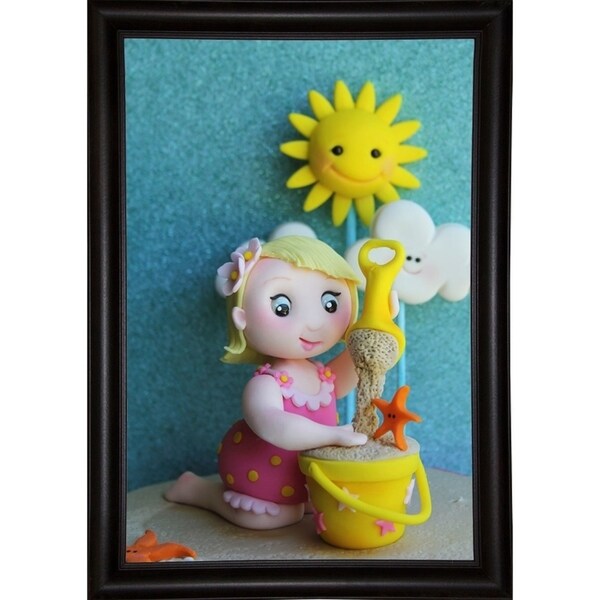 Girl On Beach With Bucket-SUGHIG140794 Print 24"x16" by Sugar High