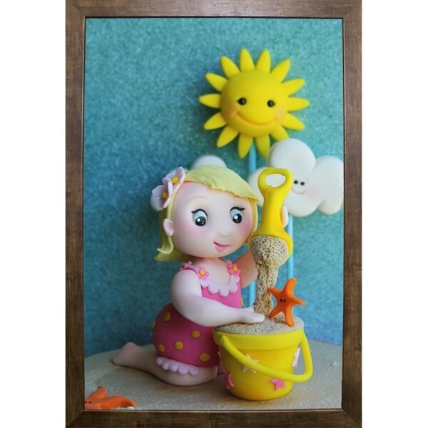Girl On Beach With Bucket-SUGHIG140794 Print 24"x16" by Sugar High