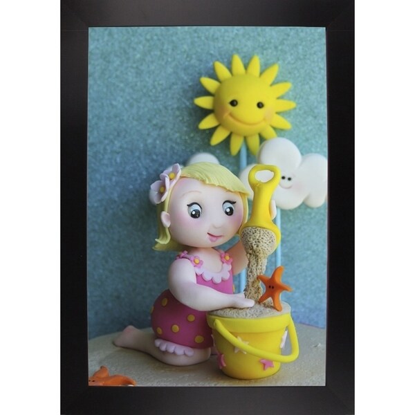 Girl On Beach With Bucket-SUGHIG140794 Print 24"x16" by Sugar High