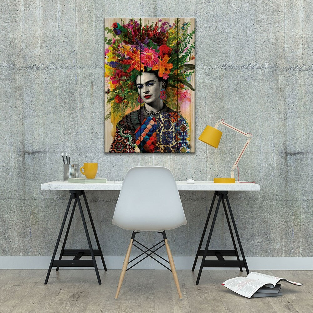 Gitana Frida Print On Wood by Ana Paula Hoppe - Multi-Color