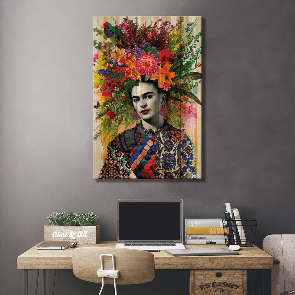 Gitana Frida Print On Wood by Ana Paula Hoppe - Multi-Color