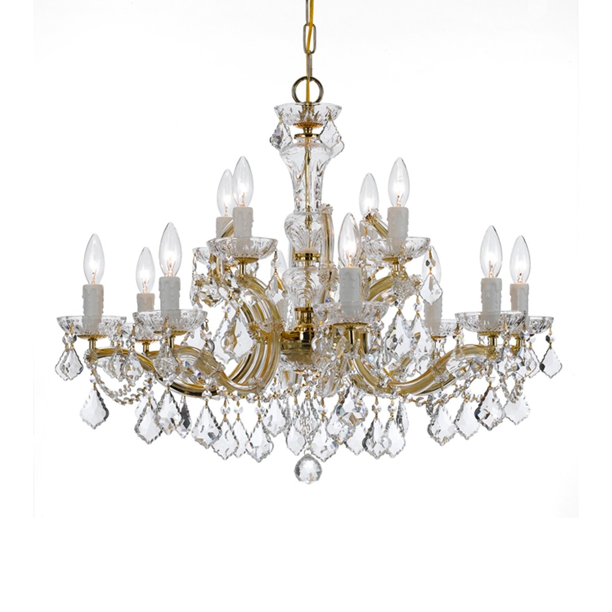 Giuseppe Lighting 12 Light Chandelier Maria Theresa Gold - Exact Size