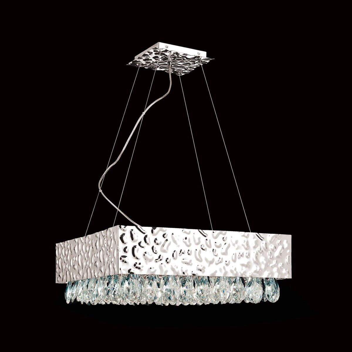 Giuseppe Lighting 12 Light Pendant Martellato Nickel - Exact Size
