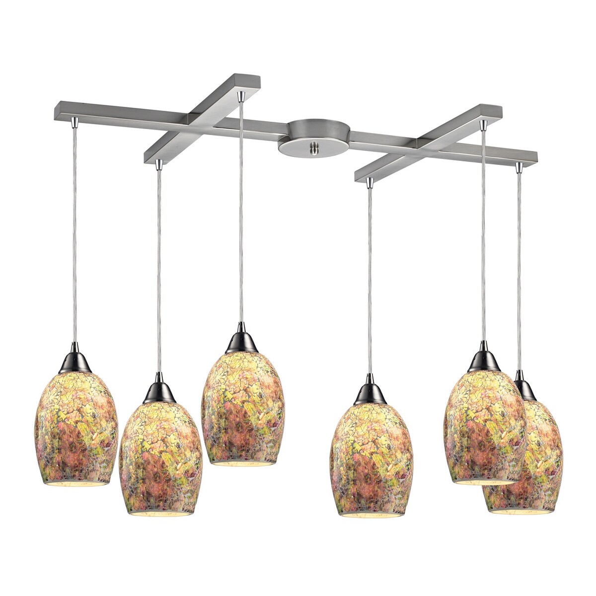 Giuseppe Lighting 6 Six Light Pendant Avalon Satin Nickel - exact size