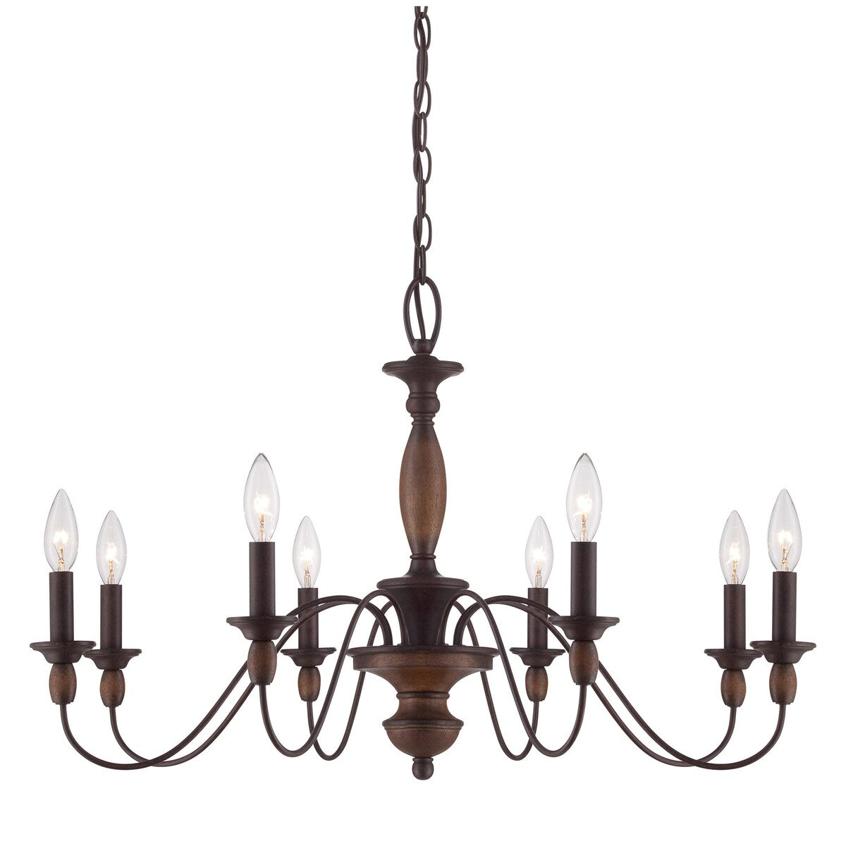 Giuseppe Lighting Eight Light Chandelier Holbrook Tuscan Brown - Exact Size