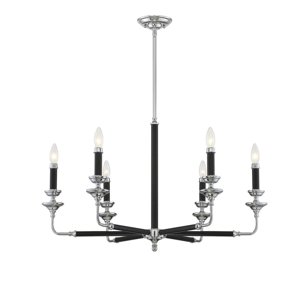 Giuseppe Lighting Six Light Chandelier Davidson Black & Chrome - Exact Size