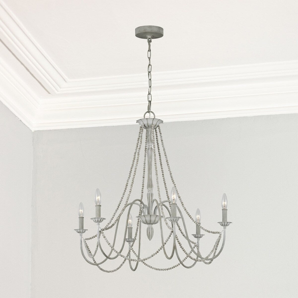 Giuseppe Lighting Six Light Chandelier MARYVILLE Washed Grey - exact size