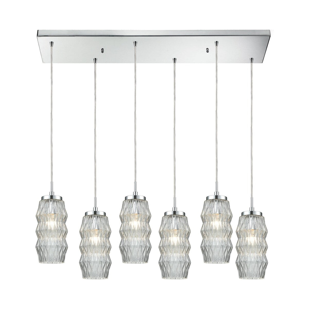 Giuseppe Lighting Six Light Pendant Zigzag Polished Chrome - exact size