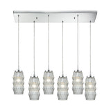 Giuseppe Lighting Six Light Pendant Zigzag Polished Chrome - exact size