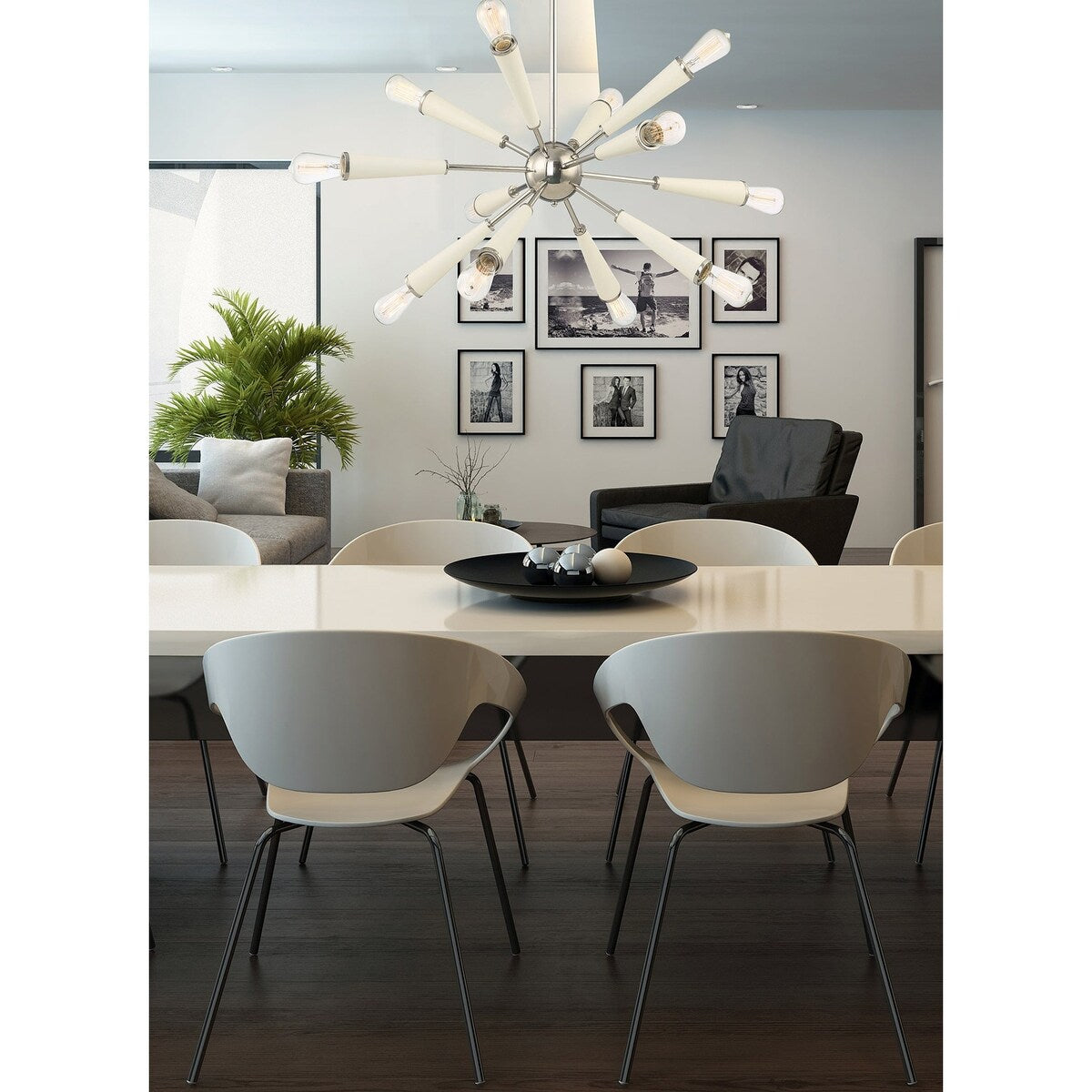 Giuseppe Lighting Three Light Pendant Contemporary Silver - Exact Size