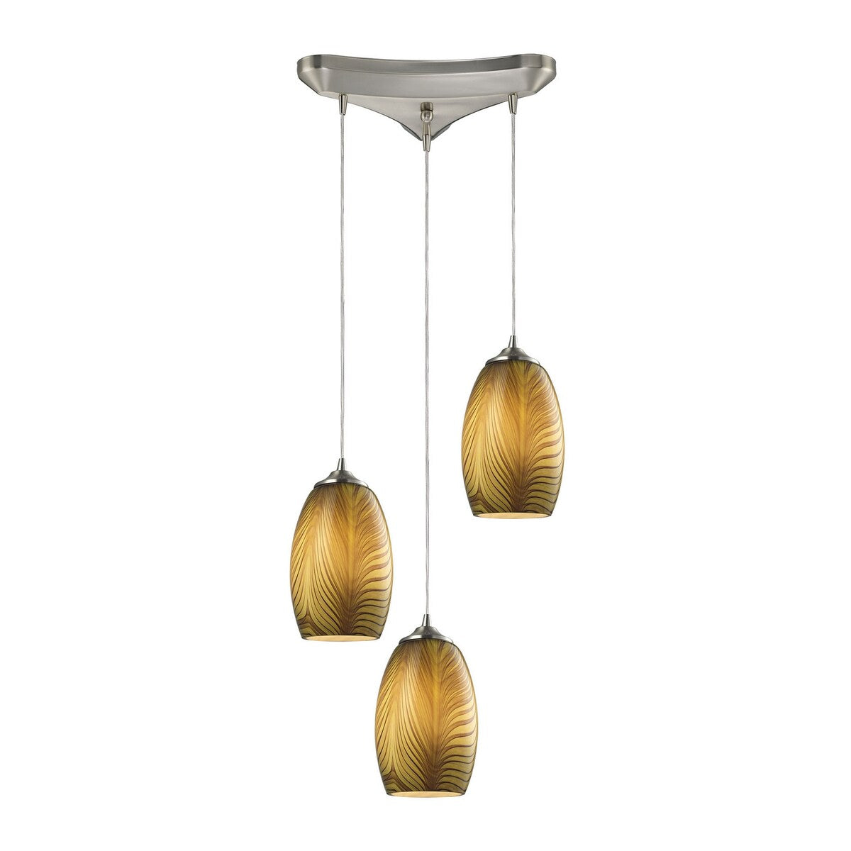 Giuseppe Lighting Three Light Pendant Tidewaters Satin Nickel - exact size