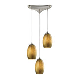 Giuseppe Lighting Three Light Pendant Tidewaters Satin Nickel - exact size