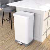 Glad All Stainless Steel Step-on Kitchen Trash Can, White