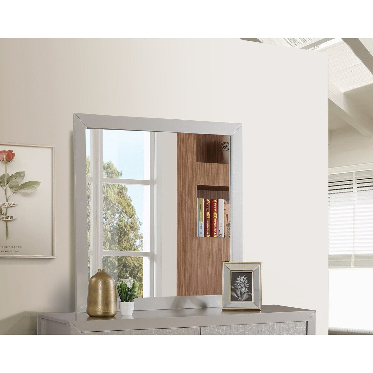 Glades 41 in. x 41 in. Modern Square Framed Dresser Mirror - 1"L x 41"W x 41"H