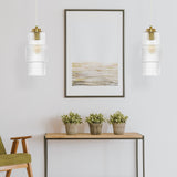 Gladstone River of Goods Glass and Metal Pillar Shade Pendant Light