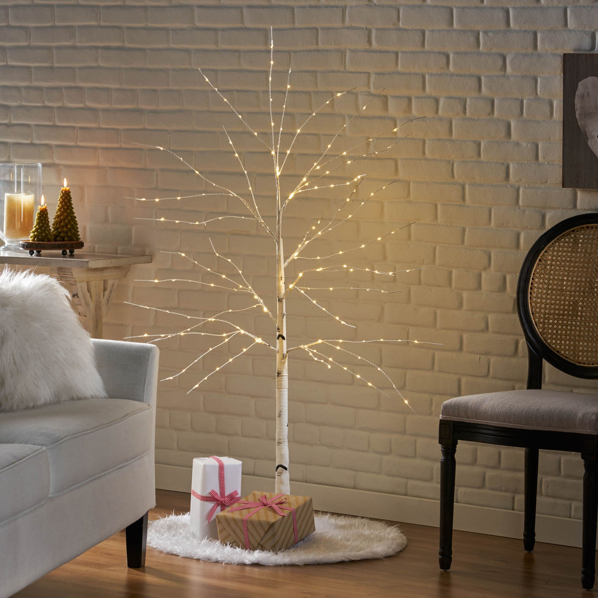 Gladwin Lit Artificial Twig Birch Tree Warm White Lights 5' Pre by Christopher Knight Home