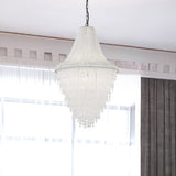 Glam 7-Light Dark Gray Finish Chandelier with Hanging Clear Beaded - 23.5 in. Dia