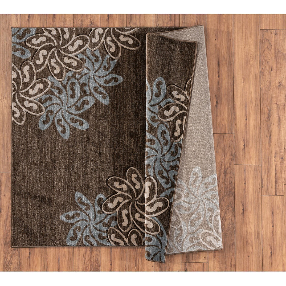 Glamour Collection Floral Polypropylene Area Rug