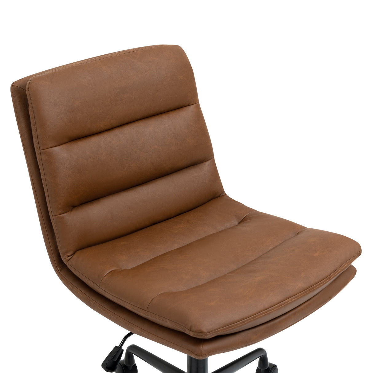Glamour Home Ayuka Brown Faux Leather Adjustable Height Swivel Office Chair