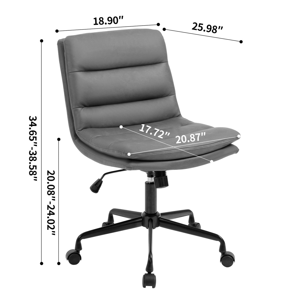 Glamour Home Ayuka Brown Faux Leather Adjustable Height Swivel Office Chair
