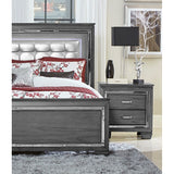 Glamourous Style 1pc Nightstand of 2x Drawers LED Lighting Faux Crystals Bar Pulls Gray Finish Modern Bedroom Furniture