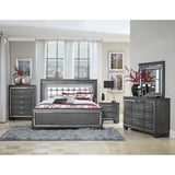 Glamourous Style 1pc Nightstand of 2x Drawers LED Lighting Faux Crystals Bar Pulls Gray Finish Modern Bedroom Furniture