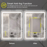 GlareGuard 24x32" Rectangular Anti-Fog Dimmable Backlit LED Bathroom Vanity Mirror - Clear